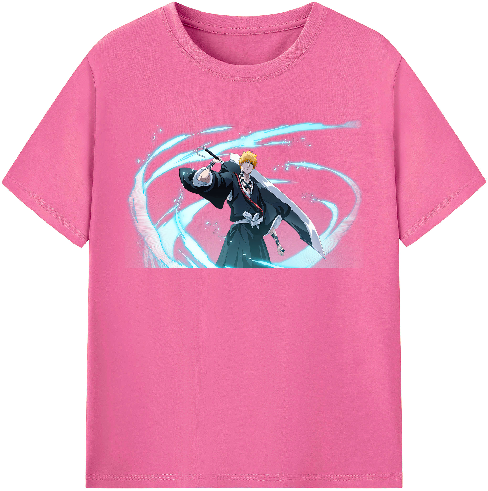（画像用） ブリーチ 黒崎一護（くろさき いちご）BLEACH Kurosaki Ichigo レディースカジュアルプリントTシャツ（綿100％）